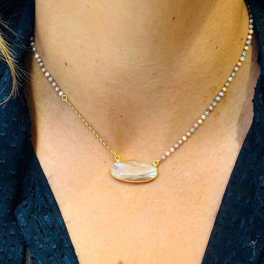 Mystic Pink Moonstone Necklace