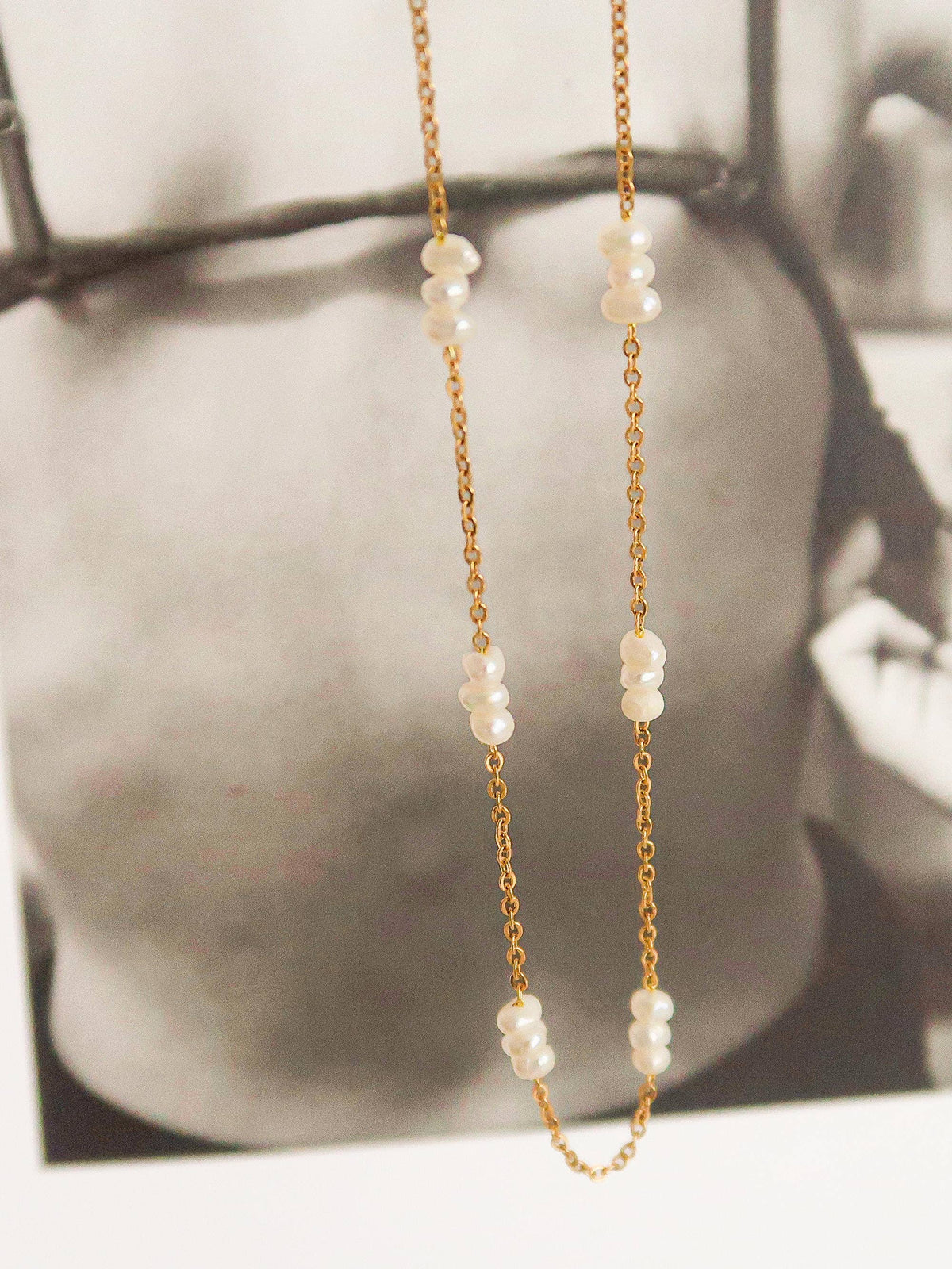 Genuine Freshwater Pearl Necklace in Gold