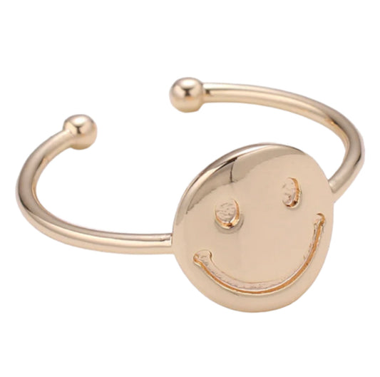 Happy-Face- Adjustable-ring-Gold- Belaroca-Jewelry