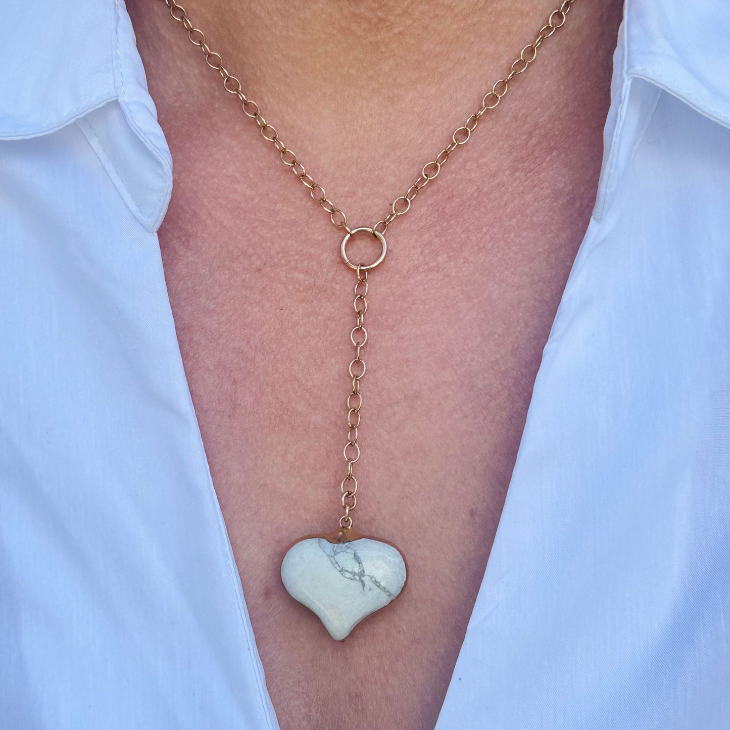 Model-wearing-howlite-heart-necklace-lariat