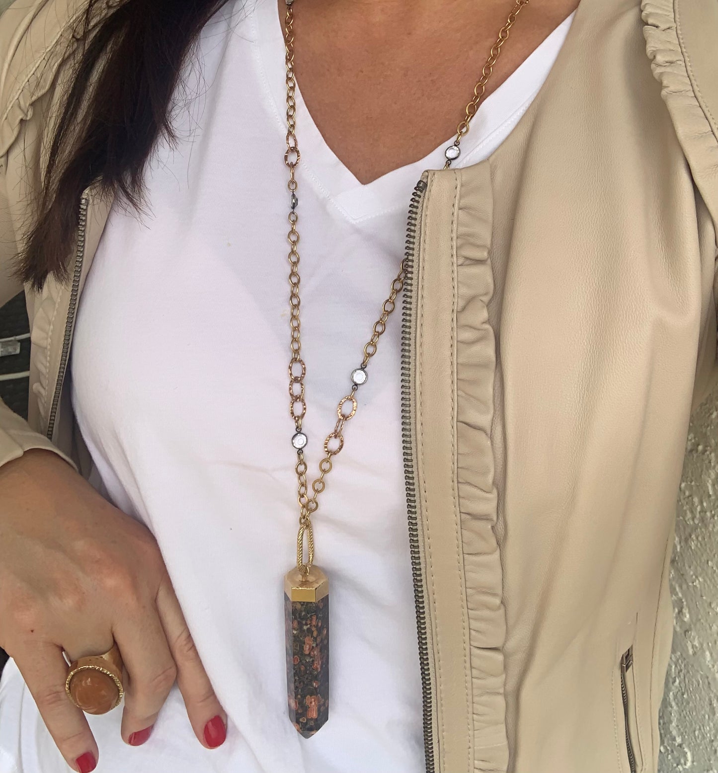 Leopard Jasper Point Necklace