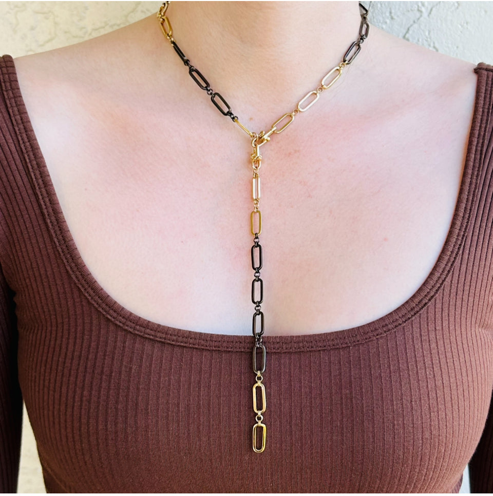 Mixed Metal Paper Clip Necklace