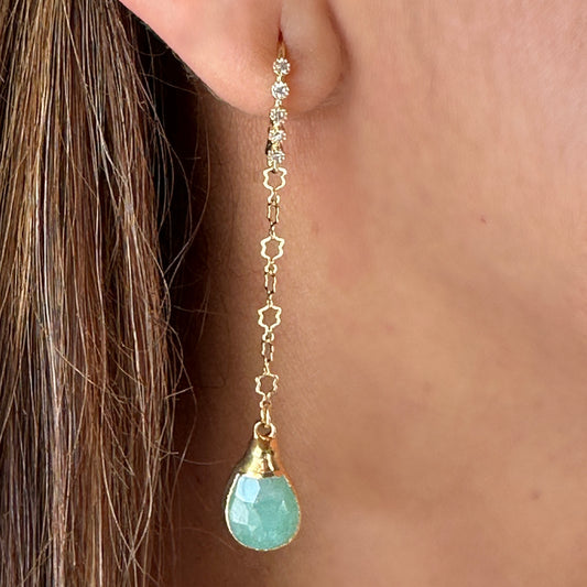 Green Chalcedony Dangle Earrings