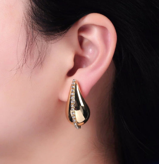 Teardrop Hoop Tennis Lined Cubic Zirconia