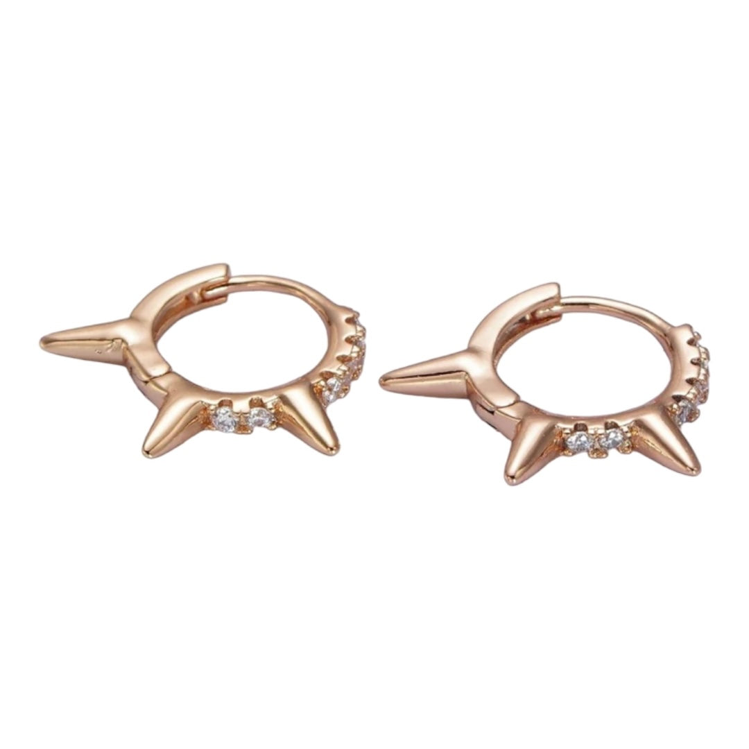 Three Spike Huggie Hoop Earrings