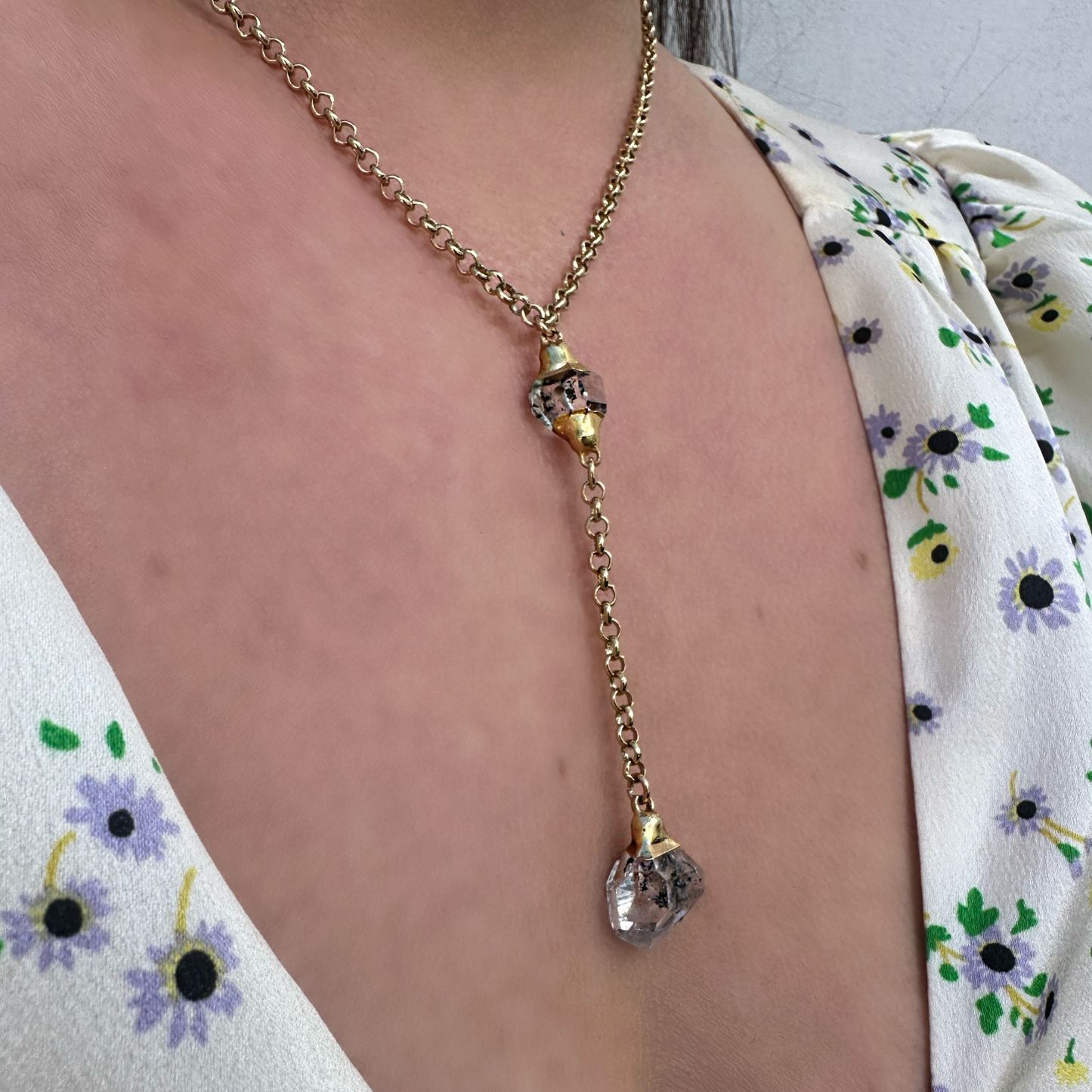 Herkimer Diamond Lariat Necklace