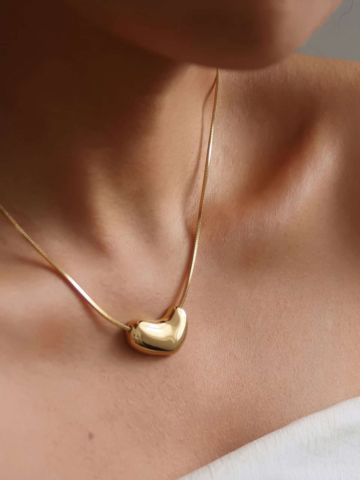 18K Gold-Plated Puffy Heart Necklace