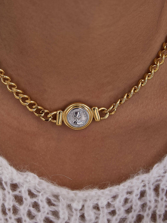 18K Gold-Plated Coin Pendant Necklace