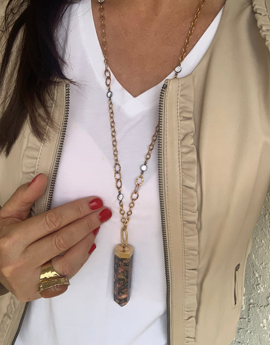 Leopard Skin Jasper Point Necklace