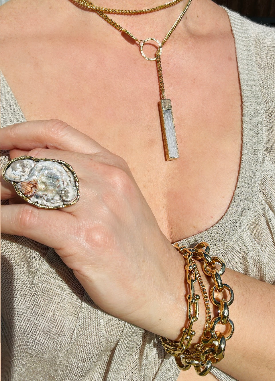 Desert Rose Druzy Ring