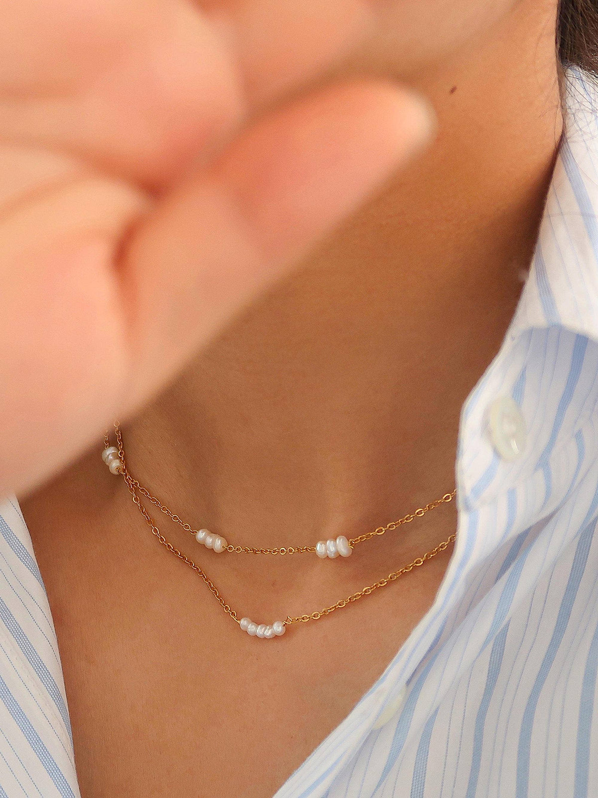 Genuine Freshwater Pearl Necklace in Gold