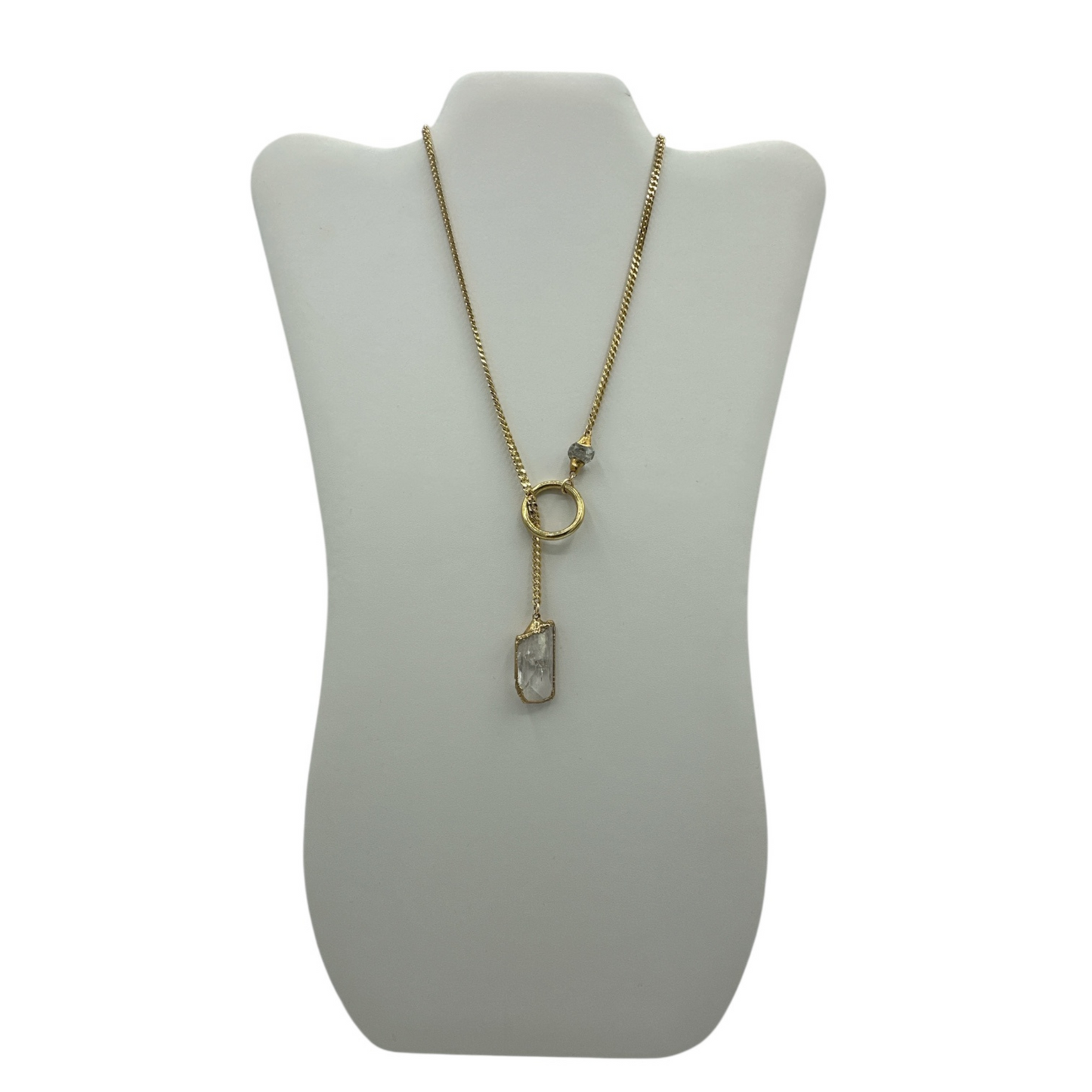 Herkimer Diamond & Danburite Lariat Necklace