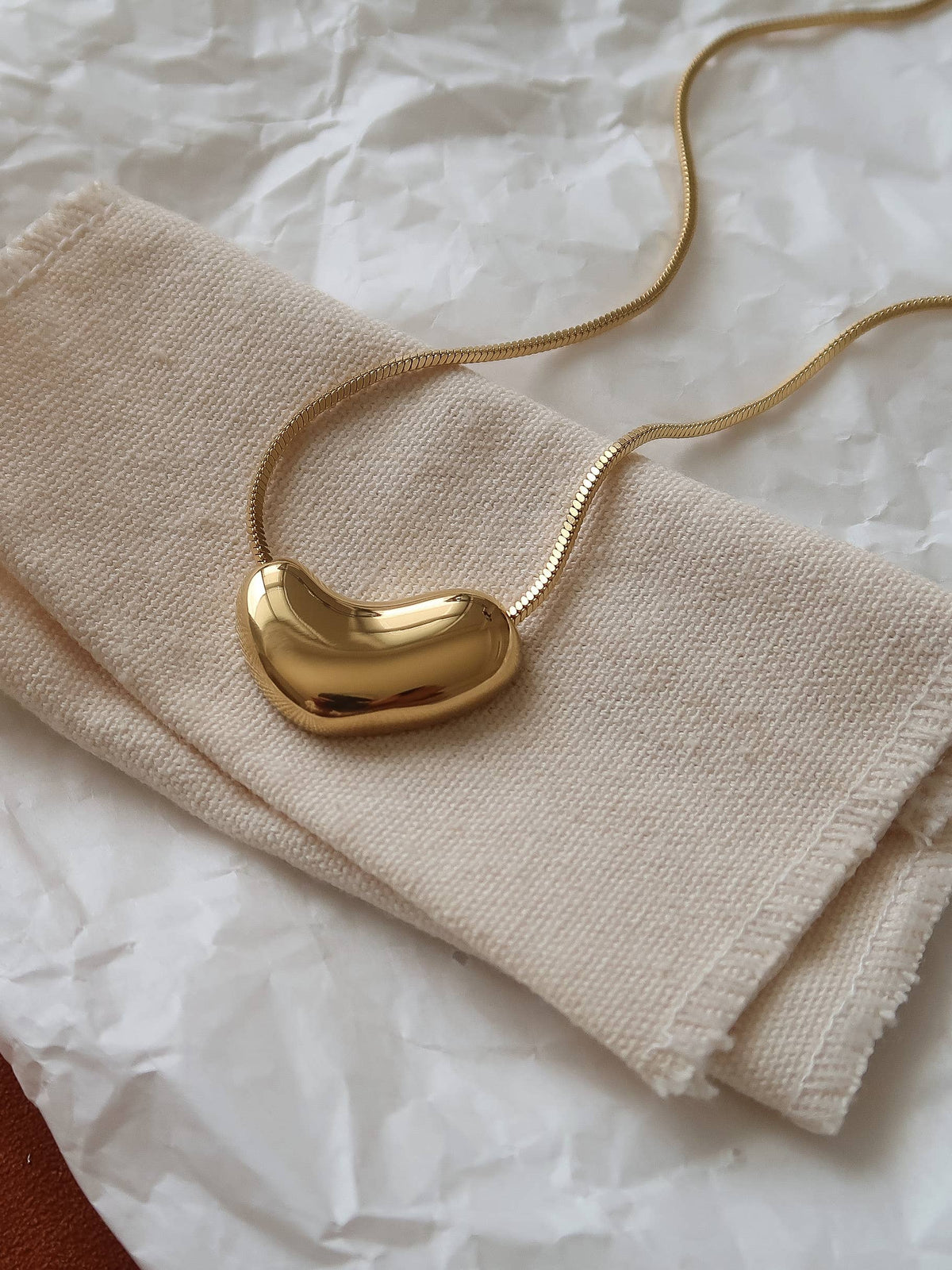 18K Gold-Plated Puffy Heart Necklace