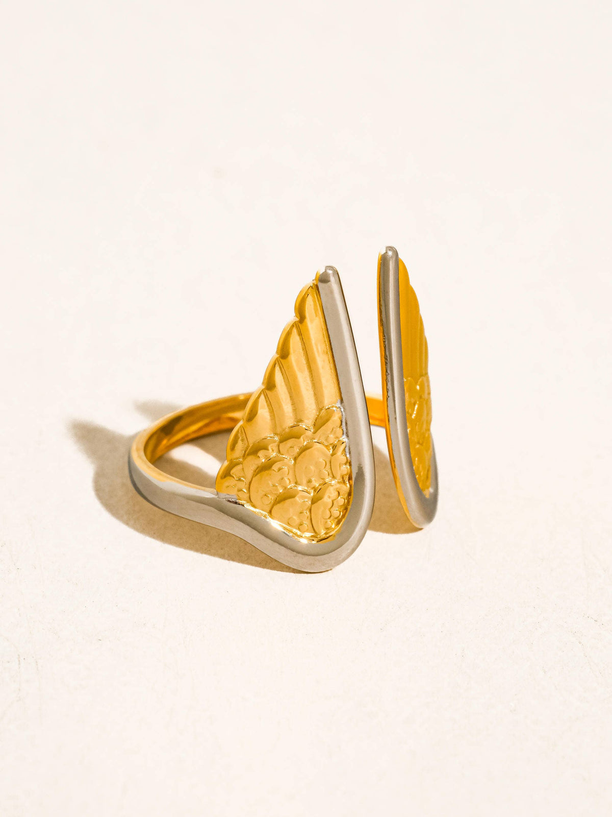 18K Gold-Plated Angel Wing Adjustable Ring