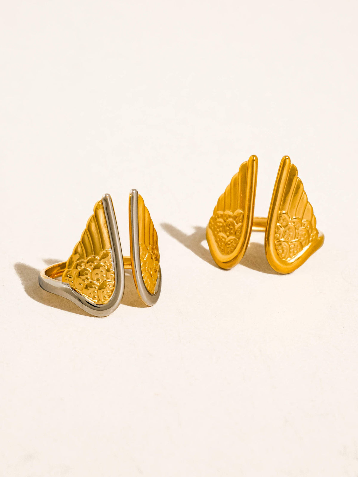 18K Gold-Plated Angel Wing Adjustable Ring