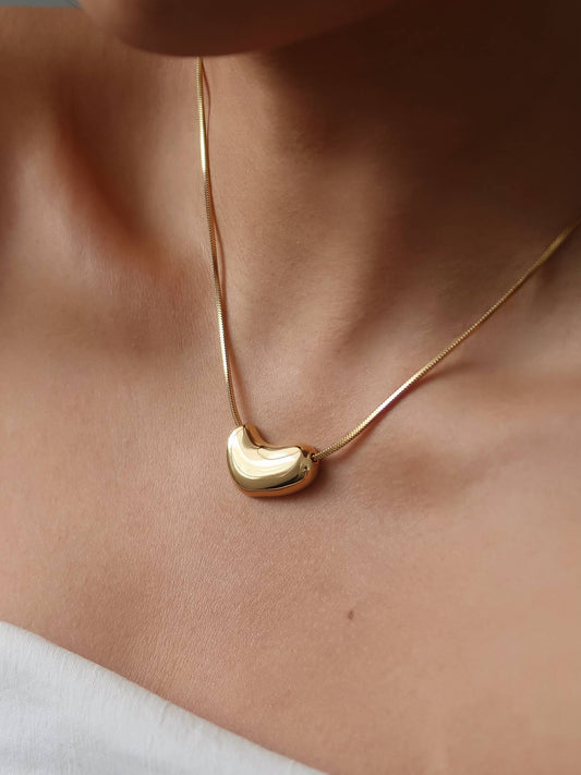 18K Gold-Plated Puffy Heart Necklace
