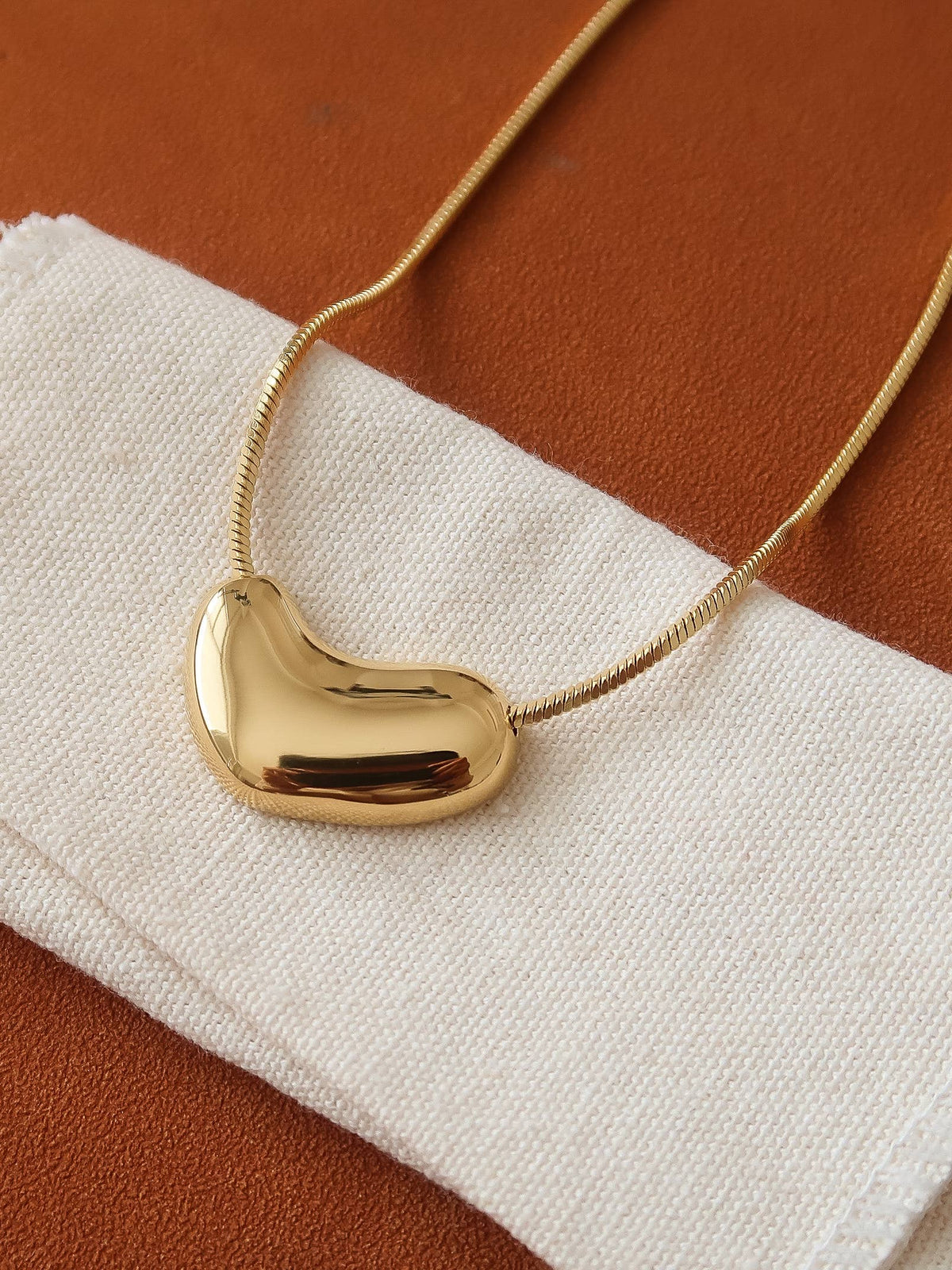 18K Gold-Plated Puffy Heart Necklace