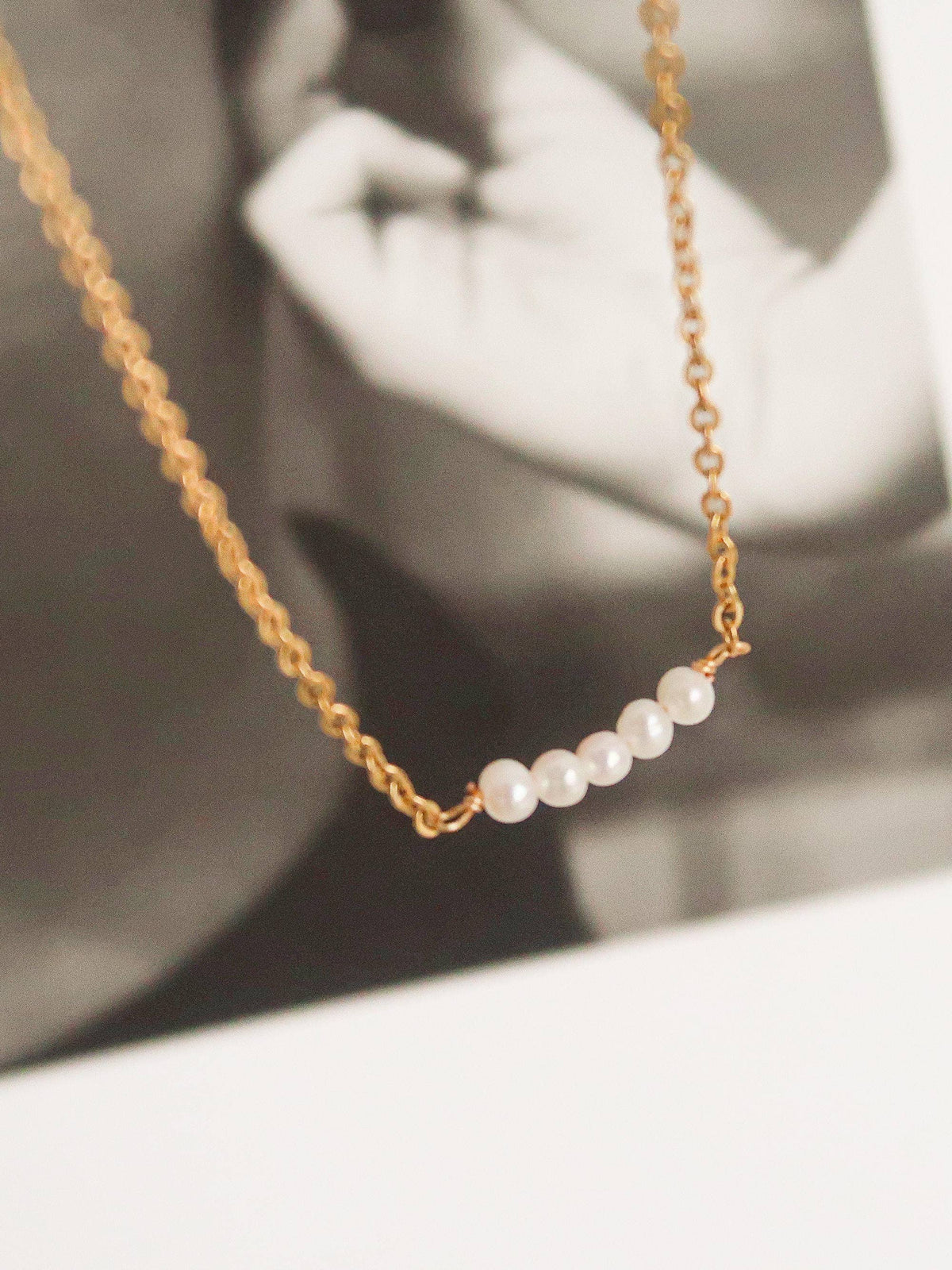 Genuine Freshwater Pearl Necklace in Gold