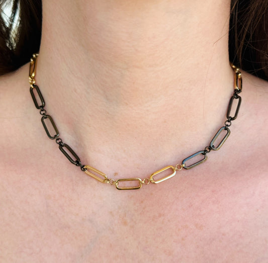 Mixed Metal Paper Clip Necklace