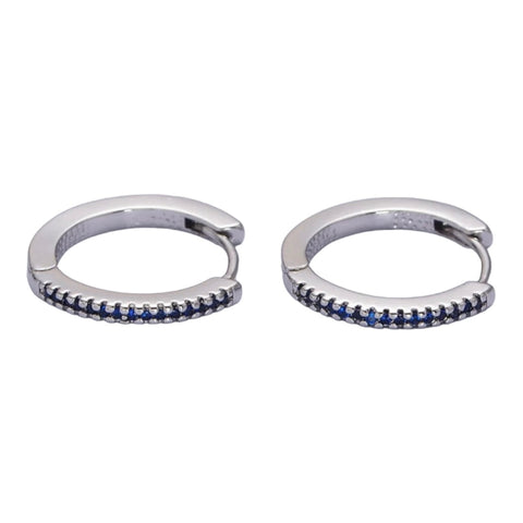Hoop Earrings with Blue Micro Pave CZ's