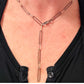 Paper-clip-necklace-on-model-neck-laid-as-lariat-belaroca-jewelry