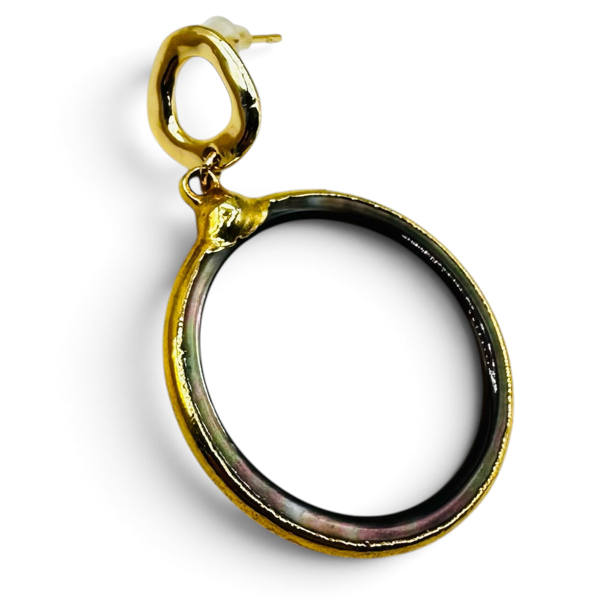 Circle Mother-of-Pearl Gold Stud Earrings