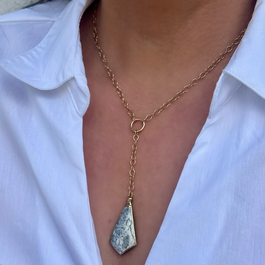 Dendritic Opal Lariat Necklace