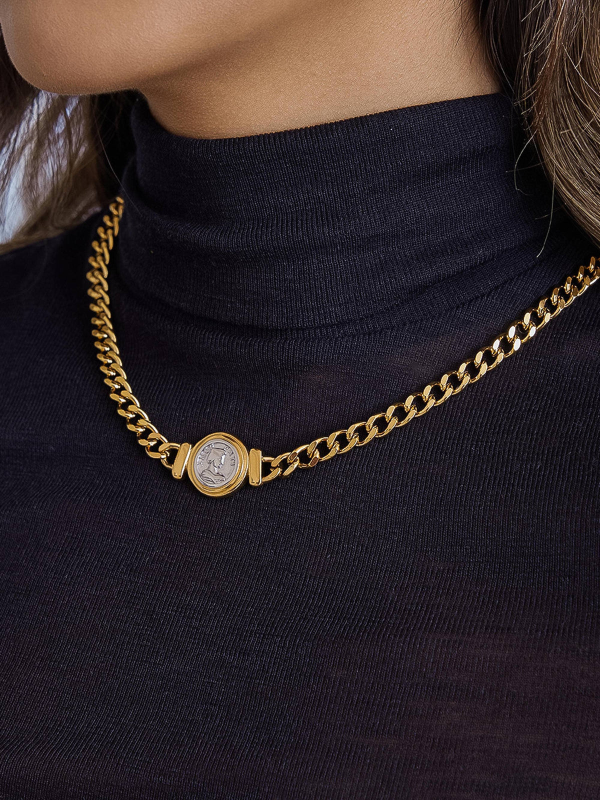18K Gold-Plated Coin Pendant Necklace