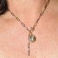 mixed -metal- paper- clip -chain -necklace- on- model -with- a -pearl hanging- off -the -clasp-belaroca-jewelry