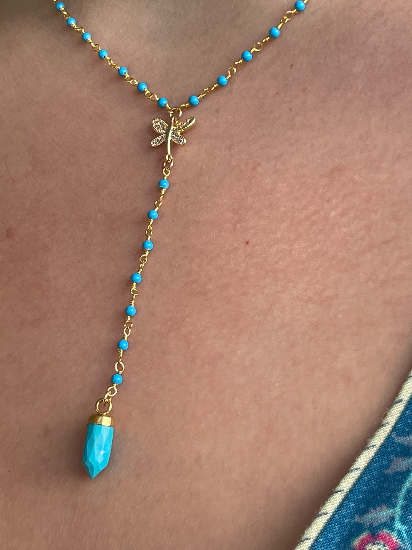 Side-view-turquoise-firefly-lariat-turquoise- necklace-belaroca-jewelry