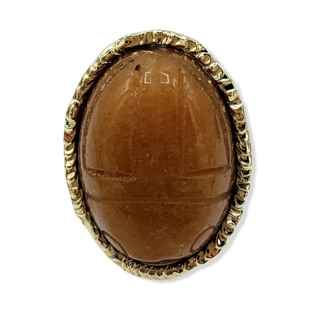 Orange Jade Scarab Cuff Ring - Belaroca Jewelry