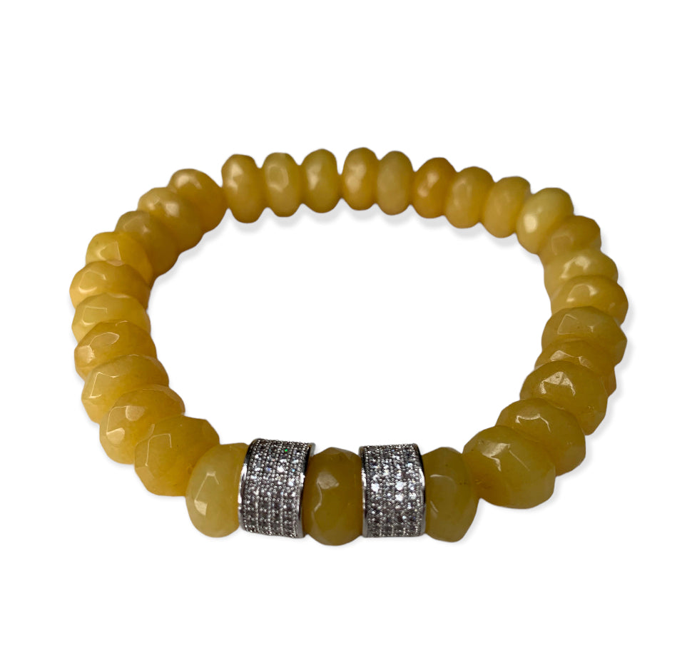 Yellow-Jade-stretch-bracelet-with-CZ-spacers-belaroca jewelry