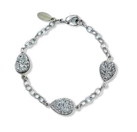 Silver Tone Druzy Bracelet - Belaroca Jewelry