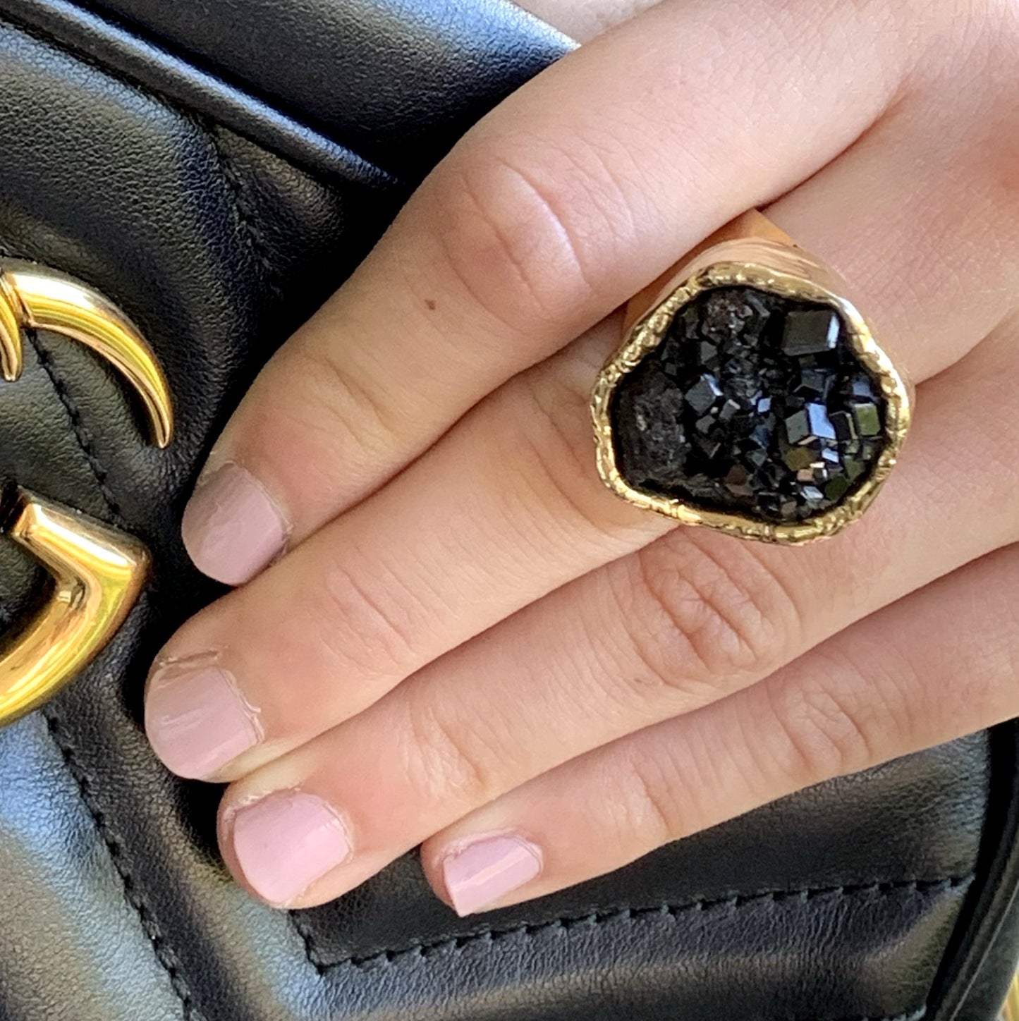 Black Garnet Cuff Ring - Belaroca Jewelry