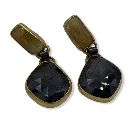 Labradorite  and Yellow Quartz Earrings - Belaroca Jewelry
