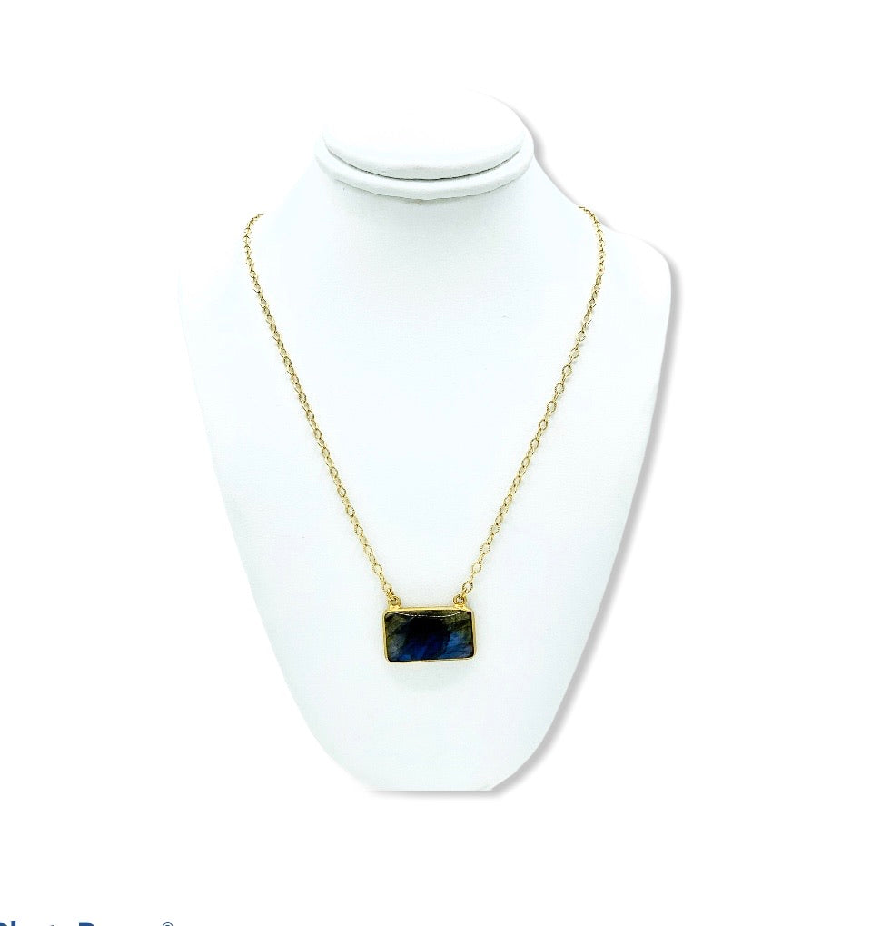 Labradorite Bar Necklace - Belaroca Jewelry