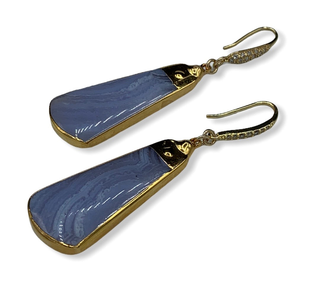blue Lace Agate Earrings - Belaroca Jewelry
